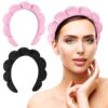 Spa Headbands for Washing Face or Facial, Set of two Skincare Headbands, Terry Material Headband Combo Pack - Puffy Make-up Headbands for Face Washing, Masks, Pores and skin Remedy (Pink & Black) by nugala - Image 9