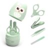 Child Nail Equipment, 4-in-1 Child Nail Care Set with Cute Case, Child Nail Clippers, Scissors, Nail File & Tweezers, Child Manicure Equipment and Pedicure equipment for New child, Toddler, Toddler, Children-Owl Inexperienced by nugala - Image 2