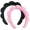 Spa Headbands for Washing Face or Facial, Set of two Skincare Headbands, Terry Material Headband Combo Pack - Puffy Make-up Headbands for Face Washing, Masks, Pores and skin Remedy (Pink & Black) by nugala - Image 2