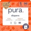 Pura Size 1 Eco-Friendly Diapers (4-11lbs) Totally Chlorine Free (TCF), Hypoallergenic, Soft Organic Cotton Comfort, Sustainable, Wetness Indicator, Allergy UK, 3 Packs of 32 (96 Baby Diapers) by nugala - Image 2