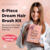 6 Pcs Hair Brush Set with Brush & Combs - Detangling Brush for All Hair Varieties with Huge Tooth & Tail Comb, Scrunchie & Claw Clip - Hair Care Present Set with Stickers for Teen Ladies, Ladies & Children by nugala - Image 3