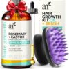 Artnaturals Organic Rosemary Castor Hair Oil + Massager Hair Growth Set Hair Growth Oil 4 ounces with Coconut & Olive Oil for Dry, Damaged & Split End by nugala - Image 2