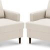 Mid-Century Accent Chair,Modern Linen Fabric Armchair for Living Room,Comfy Upholstered Reading Accent Chairs for Bedroom,Single Sofa Chair with Wood Legs (Beige, 2 Pack) by nugala - Image 9