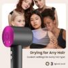 Hair Dryer, Ionic Blow Dryer, 150,000 RPM Professional Hairdryer for Fast Drying, 3 Temps 3 Speeds Portable Hair Blow Dryer with Magnetic Nozzle, Hairdryer for Women Man All Hair Types by nugala - Image 5