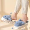 Plush Home Slippers for Men and Women, Cartoon Shark Animal Cotton Slippers, Winter Indoor Warm Slippers, Soft and Comfortable Thick-soled Shoes for Outdoor Slippers by nugala - Image 3