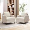 Mid-Century Accent Chair,Modern Linen Fabric Armchair for Living Room,Comfy Upholstered Reading Accent Chairs for Bedroom,Single Sofa Chair with Wood Legs (Beige, 2 Pack) by nugala - Image 2