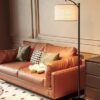 addlon Floor Lamp for Living Room with 3 Color Temperatures, Standing lamp with Linen lampshade for Bedroom, Office, Lamps with 9W LED Bulb Included - Black with Beige Lampshade by nugala - Image 4