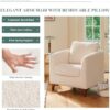 COLAMY Sherpa Accent Chair with Storage Ottoman Set, Upholstered Barrel Arm Chair with Footrest, Modern Living Room Chair with Back Pillow, Cream by nugala - Image 7