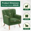 PrimeZone Mid-Century Modern Accent Chair - Comfy Corduroy Living Room Chair, Reading Chair with Button Tufted Design & Wing Back, Cozy Upholstered Armchair for Bedroom, Corner, Waiting Room, Green by nugala - Image 3