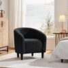 Yaheetech Accent Barrel Chair, Boucle Fabric Club Chair, Furry Sherpa Elegant Armchair with Cozy Soft Padded, Suitable for Living Room Bedroom Reception Room Office, Black by nugala - Image 7