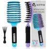 Boar Bristle Hair Brush 2 Pack, HIPPIH Wet & Dry No Pull Curved Vented Hair Brush, Styling Voremy Magical Brush Detangler for Kids & Men, Hairbrush for Women Can Adds Shine & Smooth Curly Thick Hair by nugala - Image 2