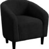 Yaheetech Accent Barrel Chair, Boucle Fabric Club Chair, Furry Sherpa Elegant Armchair with Cozy Soft Padded, Suitable for Living Room Bedroom Reception Room Office, Black by nugala - Image 2