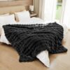 Faux Rabbit Fur Bubble Blanket, Fluffy Fuzzy Warm Throw Blanket for Couch, Soft Cozy Shaggy Plush Furry Blanket, Luxury Decorative Gifts for Sofa Bedroom Living Room, 60x50inch (Black) by nugala - Image 3