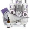 Bath Gift Basket Set for Women: Relaxing at Home Spa Kit Scented - Lavender and Jasmine with Large Bath Bombs, Salts, Shower Gel, Body Butter Lotion, Bath Oil, Bubble Bath, Loofah & More by nugala - Image 2