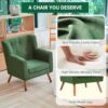 PrimeZone Mid-Century Modern Accent Chair - Comfy Corduroy Living Room Chair, Reading Chair with Button Tufted Design & Wing Back, Cozy Upholstered Armchair for Bedroom, Corner, Waiting Room, Green by nugala - Image 7