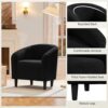 Yaheetech Accent Barrel Chair, Boucle Fabric Club Chair, Furry Sherpa Elegant Armchair with Cozy Soft Padded, Suitable for Living Room Bedroom Reception Room Office, Black by nugala - Image 8