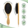 Natural Boar Bristle Hair Brush for Women, Men, Kids; Dry and Wet Detangling Hair Brush Gently Enhances Shine, Smooths Frizz and Prevents Breakage in Fine and Straight, Thick and Curly Hair (oval) by nugala - Image 5