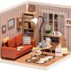 ROBOTIME DIY Miniature House Kit Mini Dollhouse with Accessories Building Toy Set Tiny Room Making Kit with LED Light Hobby Unique Gifts (Cozy Living Lounge) by nugala - Image 2