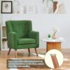 PrimeZone Mid-Century Modern Accent Chair - Comfy Corduroy Living Room Chair, Reading Chair with Button Tufted Design & Wing Back, Cozy Upholstered Armchair for Bedroom, Corner, Waiting Room, Green by nugala - Image 9