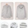 Dokotoo Womens 2024 Winter Long Sleeve Solid Fuzzy Fleece Open Front Hooded Cardigans Jacket Coats Outerwear with Pocket by nugala - Image 5